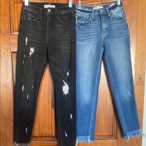 Stylish Black and Blue Distressed Jeans. Kancan